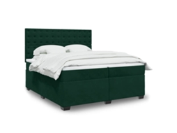 Vidaxl Cama Com Molas/colchão 200x200 Cm Veludo Verde-escuro