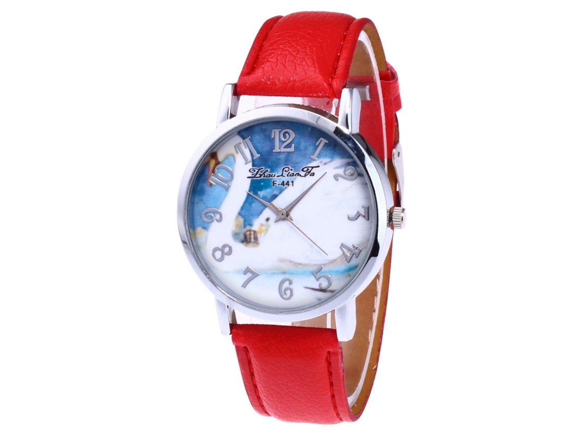 Reloj De Pulsera De Cuarzo Para Hombre Y Mujer Con Dial Redondo Moda(rojo)