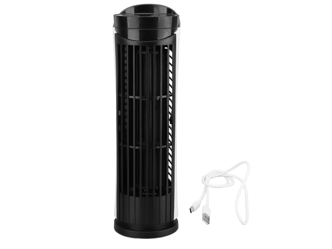 Ventilador Torre Sem Lâmina Usb 2 Modos Luz 2 Velocidades Preto