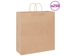 Vidaxl Sacos De Papel 250 Unid Com Alças Castanho 45x17x48 Cm