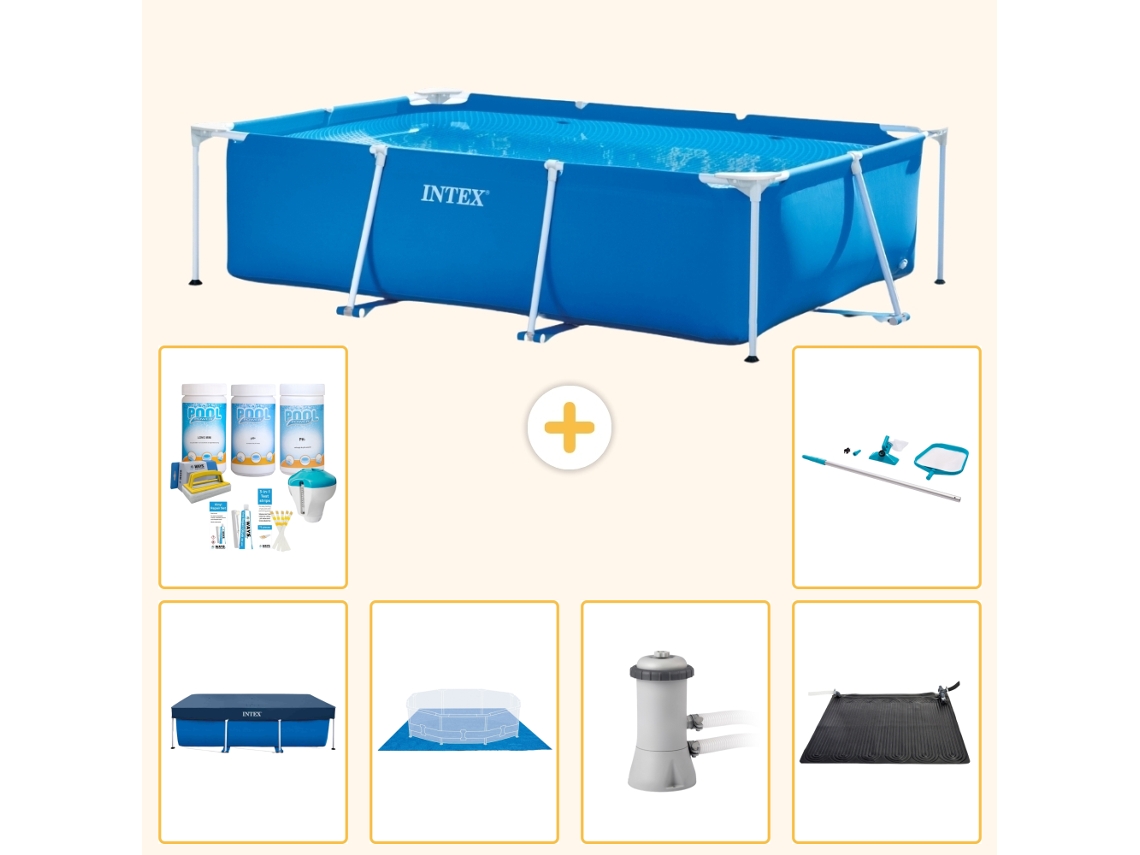 Intex Piscina Com Estrutura Retangular - 300x200x75 Cm - 7-peças Scb97