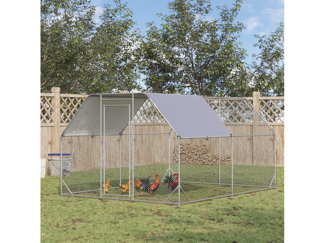 Galinheiro Cinza com porta trancável 280x380x195 cm para 10-12 galinhas S/MARCA