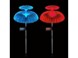 Conjunto De 2 Luminárias Solares Decorativas De Jardim Em Formato De Água Viva Com 7 Cores Variáveis Gokoco