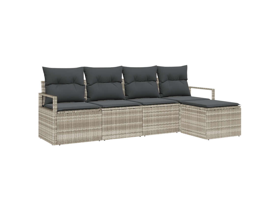 Conjunto 5 Conjunto De Jardim Ao Ar Livre Vidaxl Cinzento-claro Vime Pe (230 X 117 X 85 Cm)