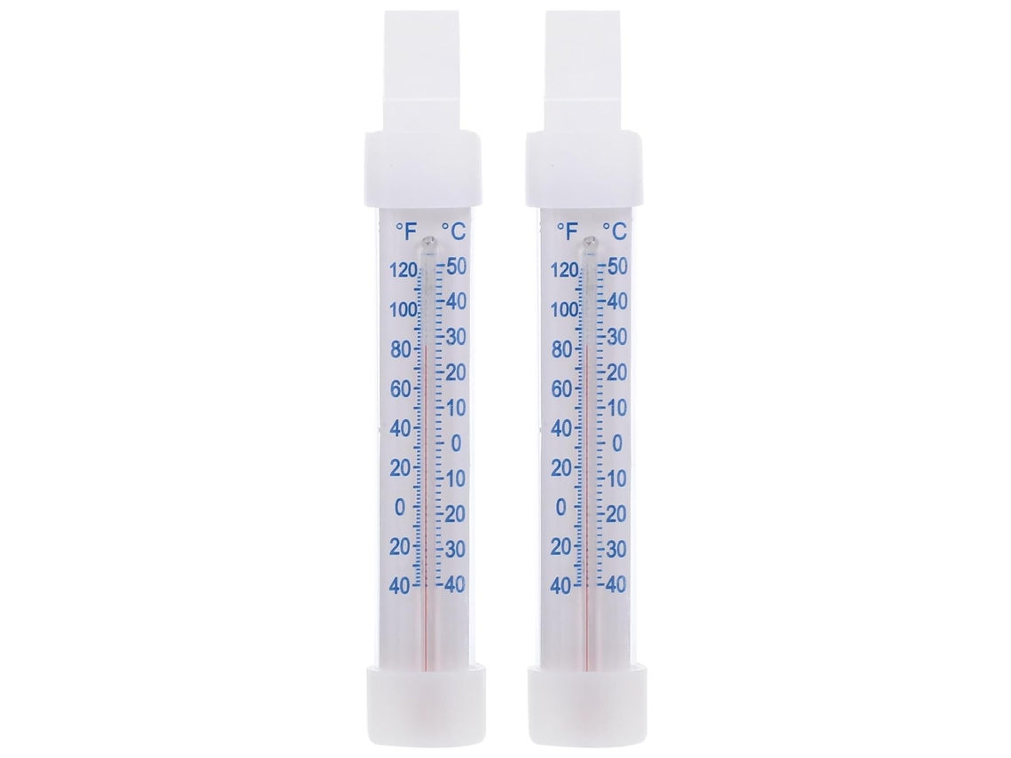Conjunto De 2 Termômetros Genéricos Para Geladeira Com Sensor Alta Precisão, Tubo De Vidro E Corpo Em Plástico Abs