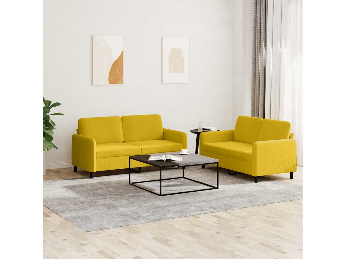 Vidaxl 2 Pcs Conjunto De Sofás Veludo Amarelo