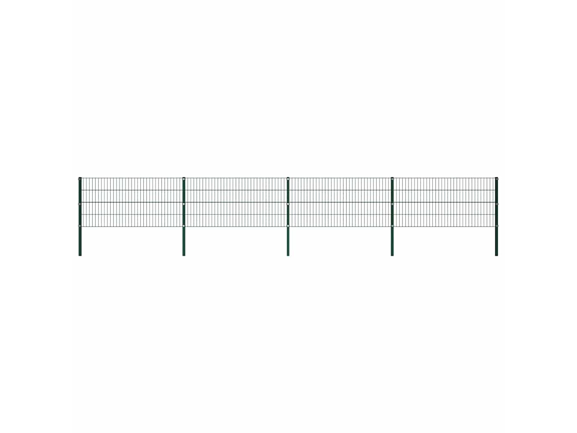 Vidaxl Painel De Vedação Com Postes De Ferro 694,5x80 Cm Verde