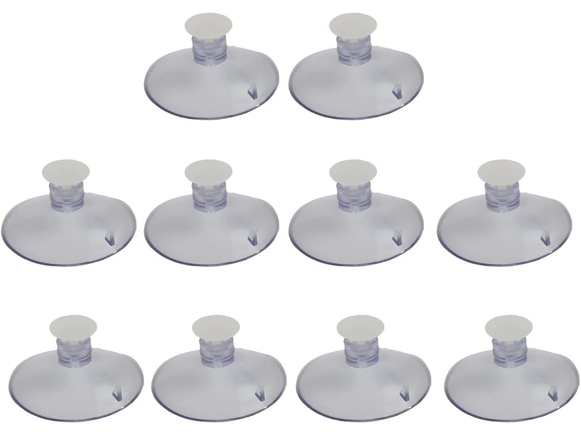 Conjunto De 10 Tachinhas Plástico Transparente 45mm Com Ventosa E Alfinetes Para Parede Vidro, Janela, Cozinha, Banheiro