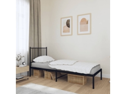 Estrutura De Cama Metal S/ Colchão C/ Cabeceira 75x190 Cm Preto