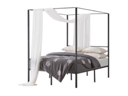Estrutura De Cama Com Dossel Tamanho Full Com Design De 4 Postes De Metal, Preto Vevor
