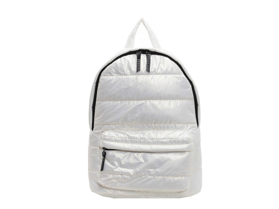 Mochila Feminina Moderna, Leve E Acolchoada, Com Interior Espaçoso E Estrutura Metálica, Ideal Para Viagens E Escola. Cor Bege.