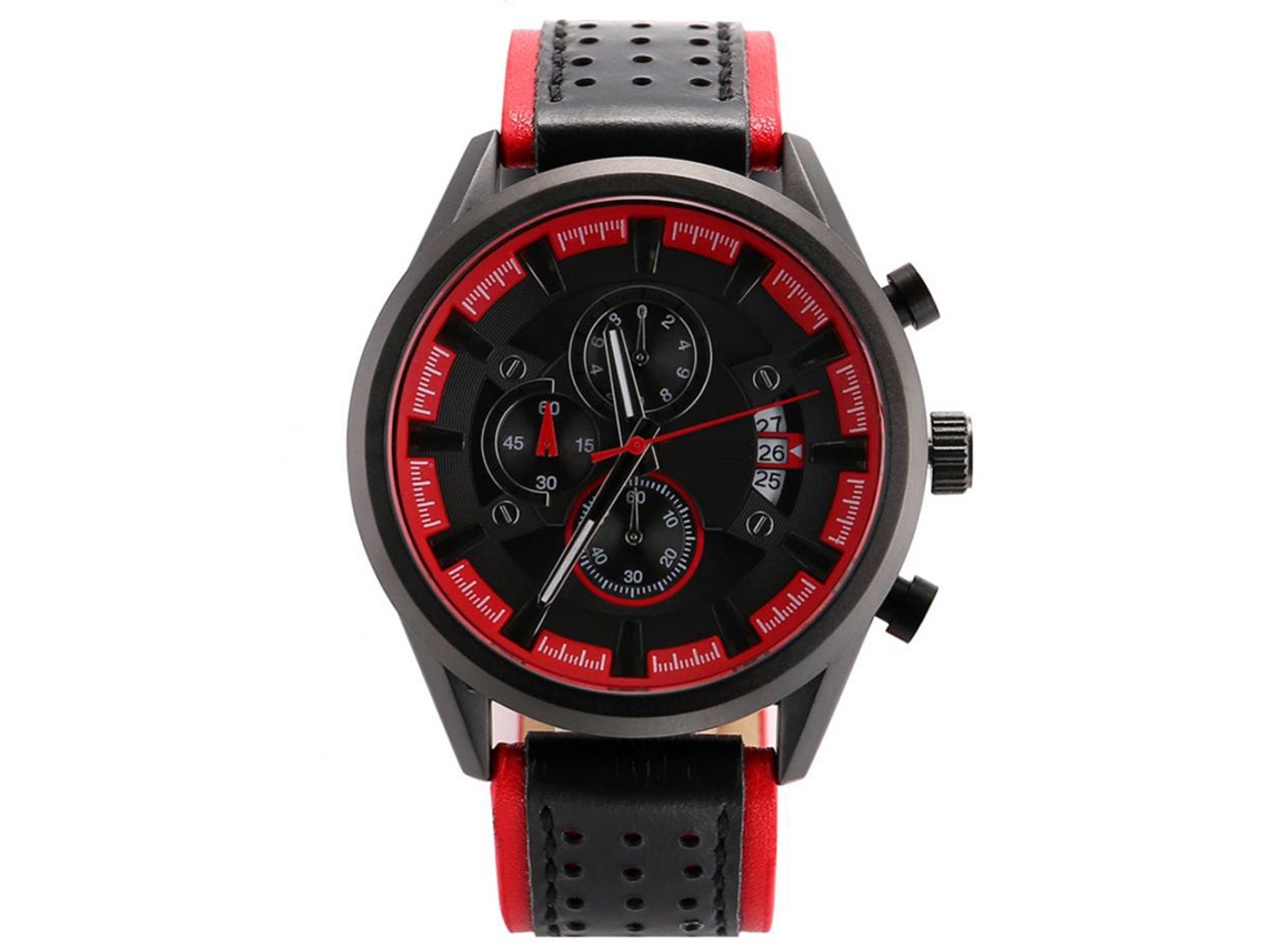 Relógio masculino Curren, couro PU, calendário, quartzo, resistente à água, cor 4
