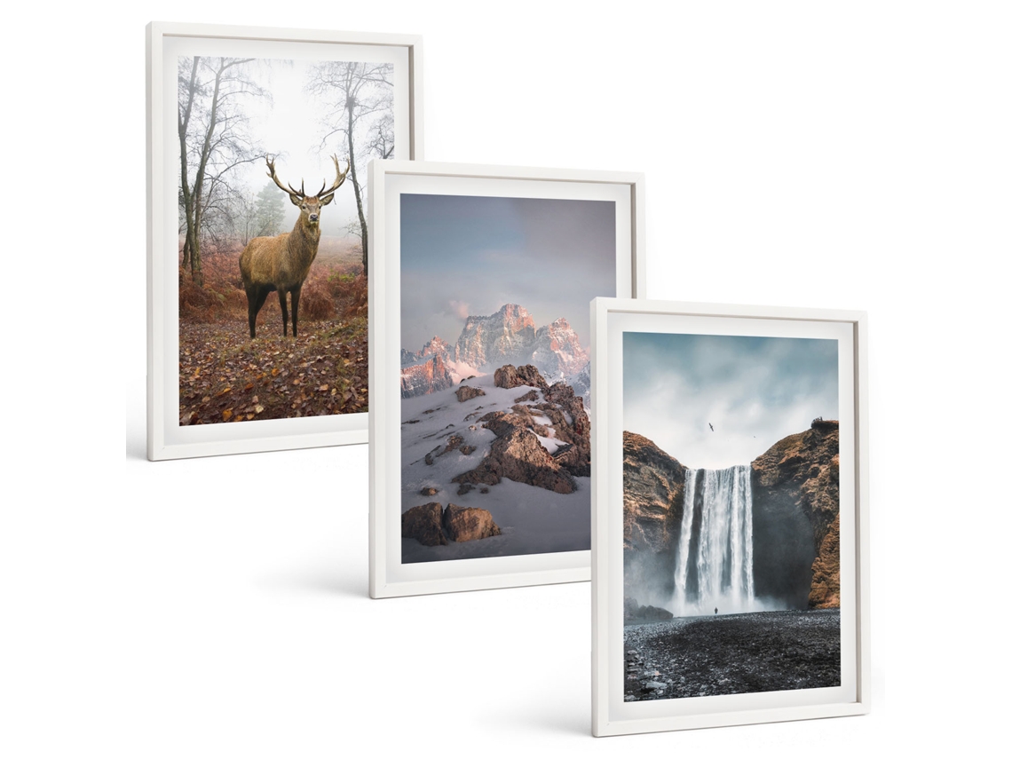 Conjunto De Pinturas Paisagens Selvagens De Montanha Espelharte (3 Peças 40x60 Cm)