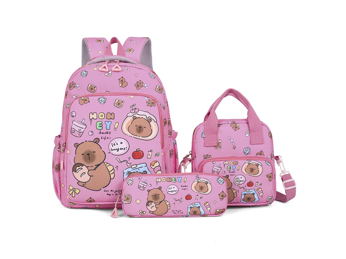 Conjunto de Mochila Escolar com 3 Peças CUICH (vermelho Rosado)