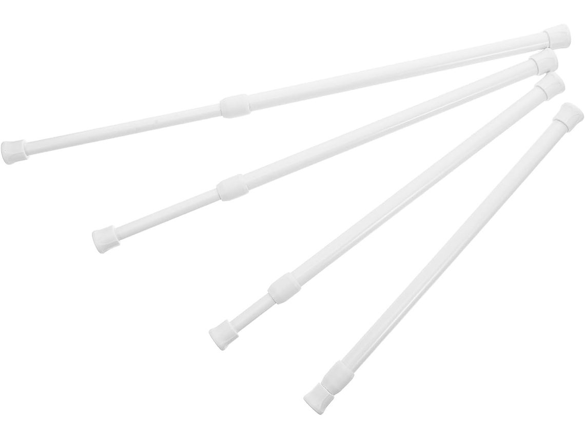 Conjunto De 4 Varões Cortina Ajustáveis Brancos, Sem Furar