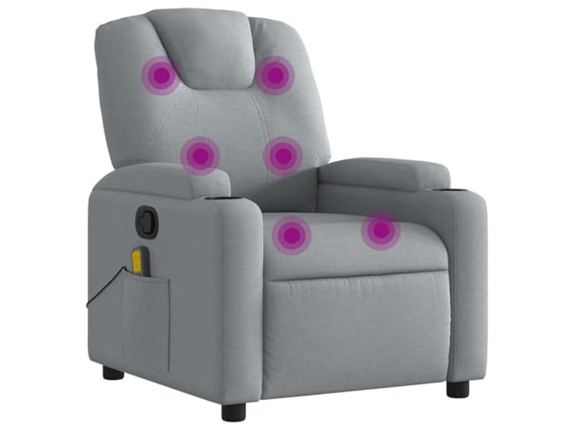 Poltrona De Massagens Reclinável Tecido Vidaxl Cinzento-claro