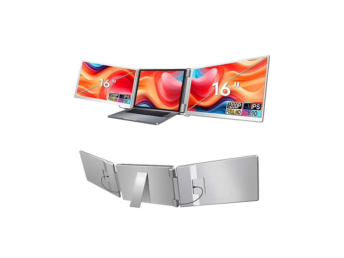 Monitor Estendido Portátil De Ecrã Triplo Fopo S11 De 16 Polegadas | Rotação De 360°| Full Hd 1920*1200 |