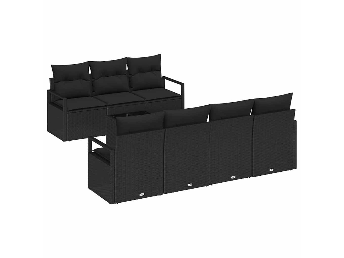 Maison Exclusive - Conjunto De Sofá De Jardim 8 Pcs Preto Rattan E Aço E Vidro