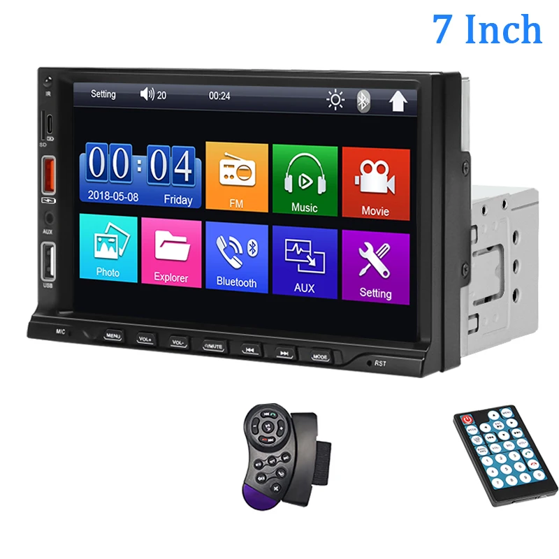 Rádio Automotivo 1 Din De 7 Polegadas Com Tela Sensível Ao Toque Mp5, Bluetooth, Usb, Aux E Mirrorlink D Fk