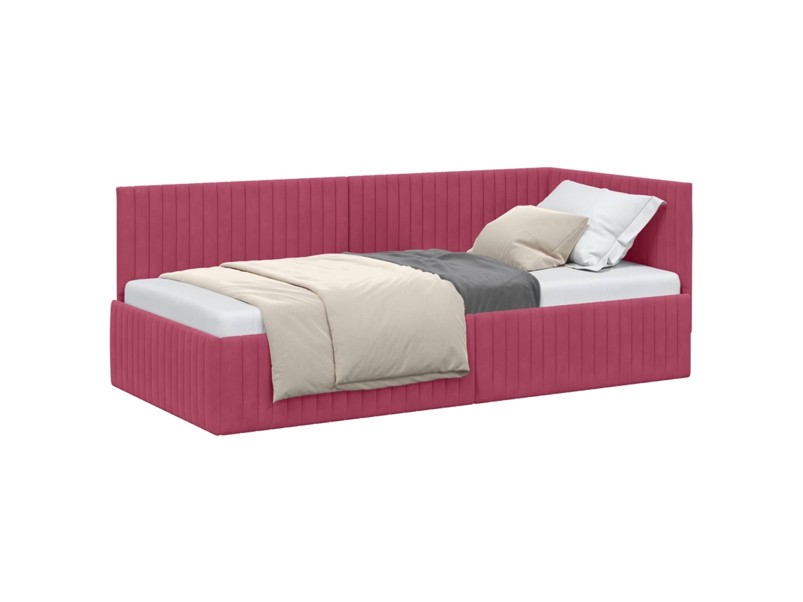 Estrutura de Cama de Canto Vinho Vermelho 90 Cm X 190 Cm Veludo MAISON EXCLUSIVE