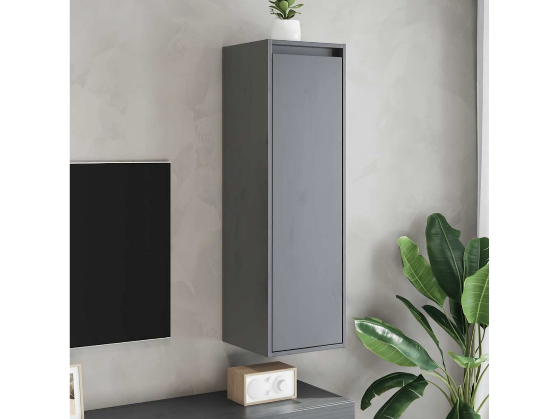 Vidaxl Armários De Parede 2 Pcs 30x30x100 Cm Pinho Maciço Cinza