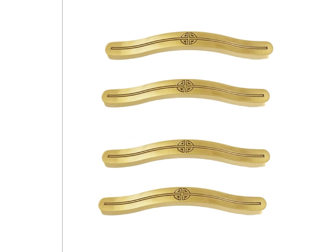 Conjunto De 4 Puxadores Gaveta Em Latão Estilo Chinês, Para Portas De Armários E Guarda Roupas, Em Cobre Puro Antigo