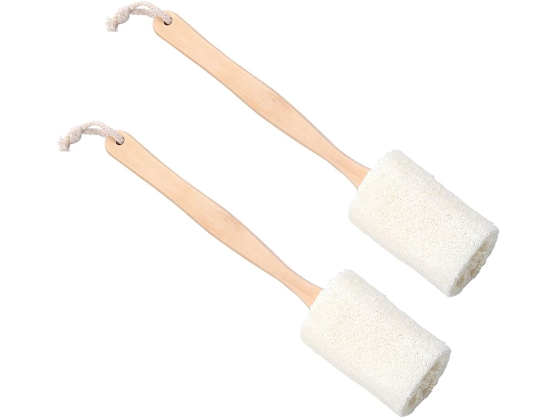 Conjunto De 2 Escovas Esfoliantes Naturais Ipetboom Com Cabo Bucha Vegetal Para Banho E Corpo, Escova Para Lavar As