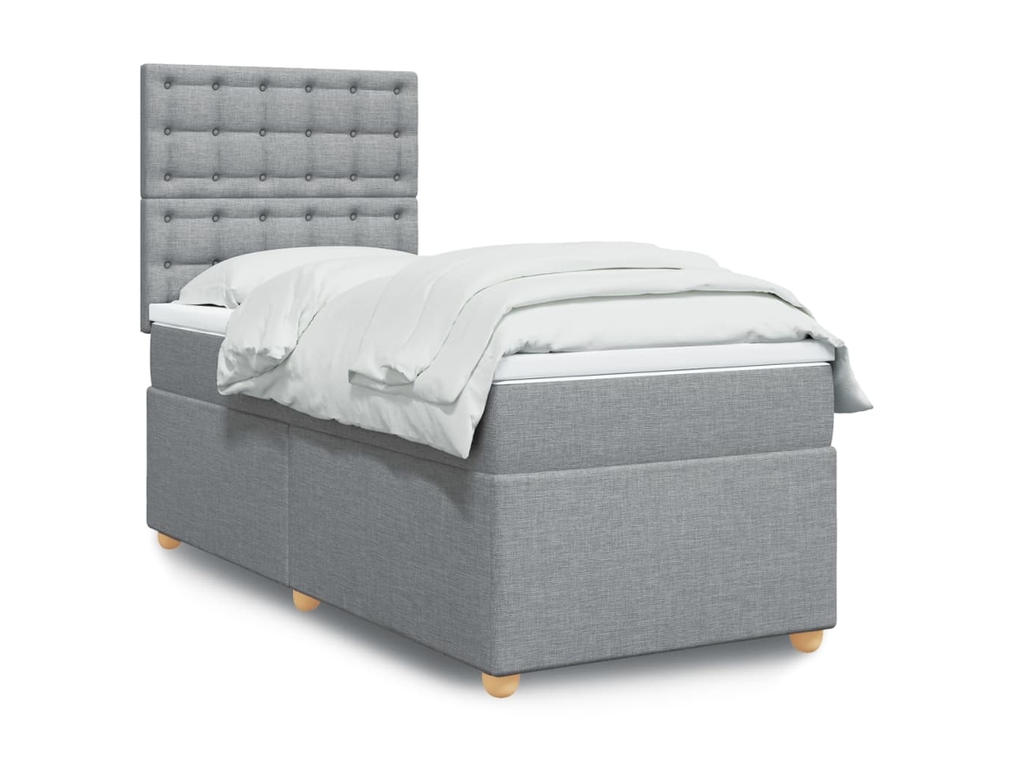 Vidaxl Cama com Molas/colchão 100x200 Cm Tecido Cinzento claro