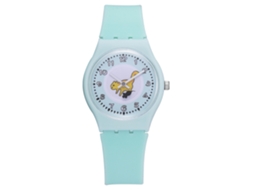 Relógio de Pulso de Quartzo Clássico com Padrões Fofos Pulseira de Silicone Estilo Casual Redondo