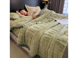 Manta de Lã Coral Quentinha para Outono e Inverno Veludo Jacquard com Letras Macia Felpuda, Macio, Quente, Ide