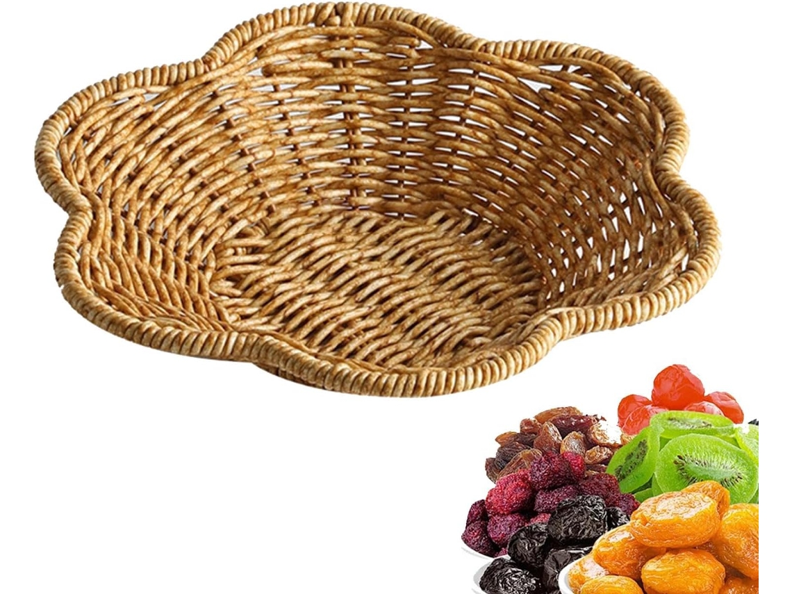 Bandeja De Rattan Com Bordas Onduladas – Bandeja Ondulada Tecida À Mão | Bandeja De Rattan