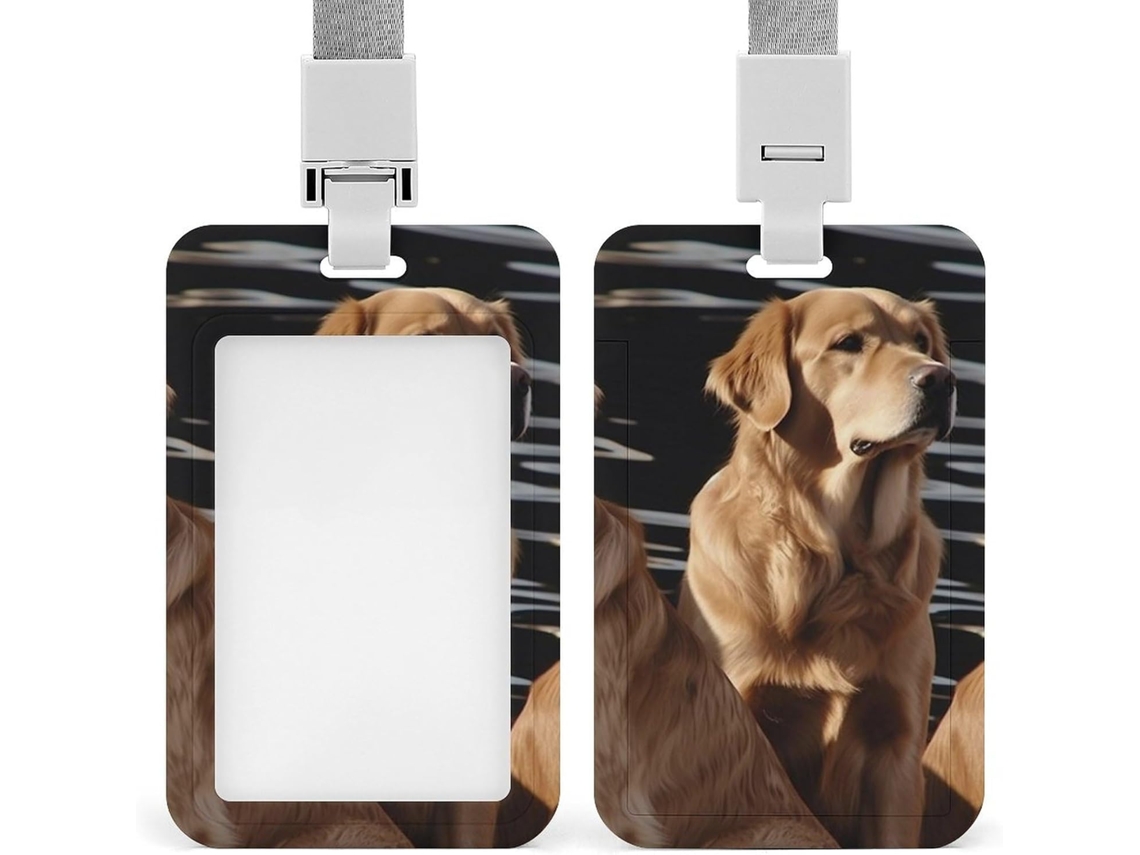 Porta Crachá Com Cordão Dourado, Diversão Para Ajudar A Encontrar Crachás, Estojo Vertical De Proteção Cartões