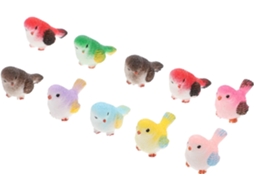 Conjunto 10 Enfeites Resina Miniaturas Pássaros Decorativos Prateleiras Escritório Toque Elegância GOKOCO