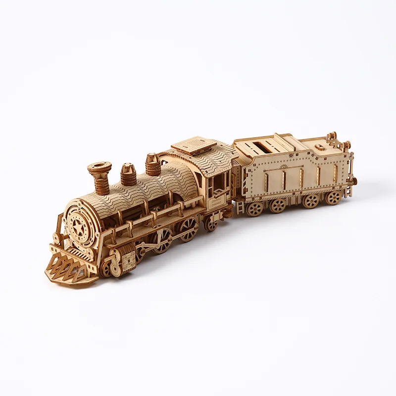 Quebra cabeça 3d de Madeira com Trem Mecânico Presente Exclusivo MDUG