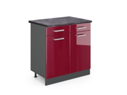 Armário de cozinha Vicco R-Line, vermelho Borgonha alto brilho, 80 cm, PA Antracite