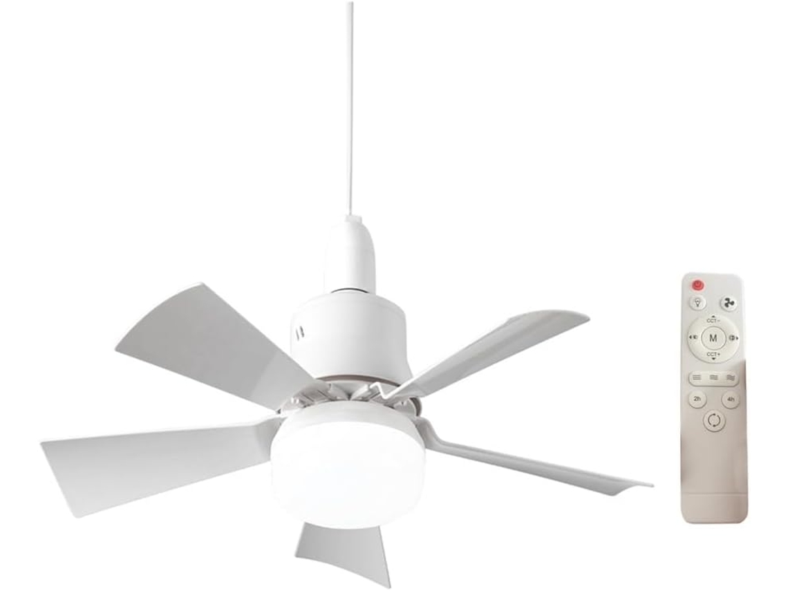Ventilador De Teto Pequeno Com Luz E Controle Remoto, Para Base E27,