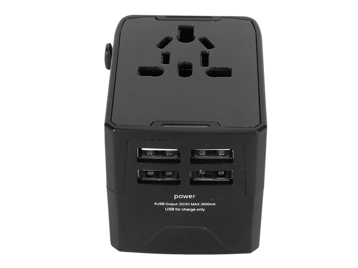 Adaptador de Viagem Universal com 4 Portas Usb e 1 Entrada Ca, Carregador de Parede Portátil Internacional com Plugues Ue, Eua e Au AQUAFORGE