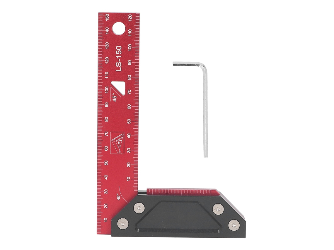 Régua de ângulo carpintaria 150mm duplo 45/90 graus de alumínio resistente | S/MARCA
