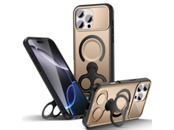 Capa Para Iphone 17 Pro Max Magnético Suporte Anel Dourado Czhhmart