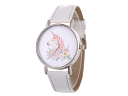 Reloj De Pulsera De Aleación De Pareja Con Dial Redondo Cuarzo Blanco Analógico