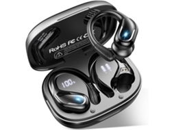 Lurelia Auscultadores Desportivos Bluetooth 5.3 Sem Fios 75h Visor Led Ipx7 Com Microfone Cancelamento De Ruído Hi-fi Graves Profundos Com Ganchos