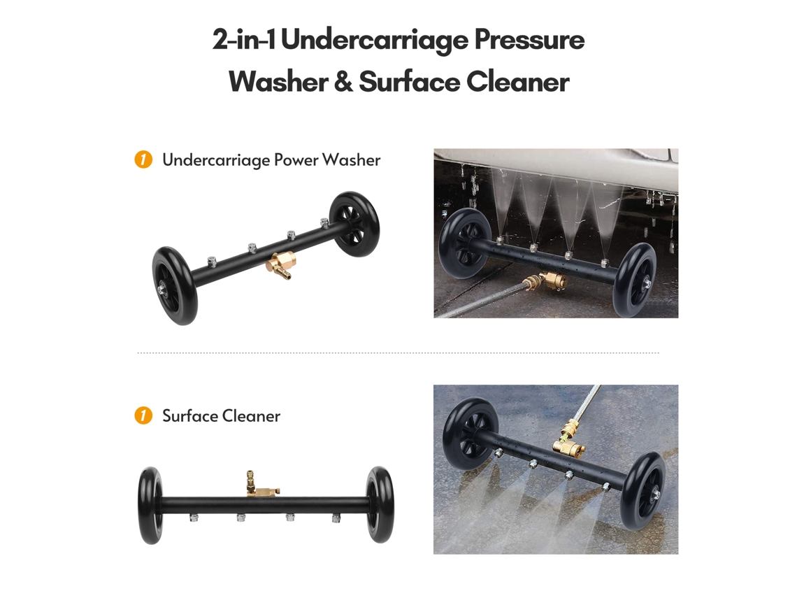 Acessório lavador a pressão 2 em 1 para undercarriage e vassoura d'água 16 polegadas, 4000 psi | S/MARCA