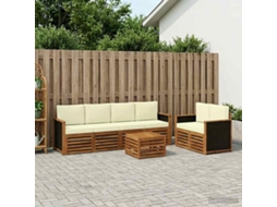 Vidaxl Conjunto De Sofás Para Exterior 7 Unid. Natural E Creme