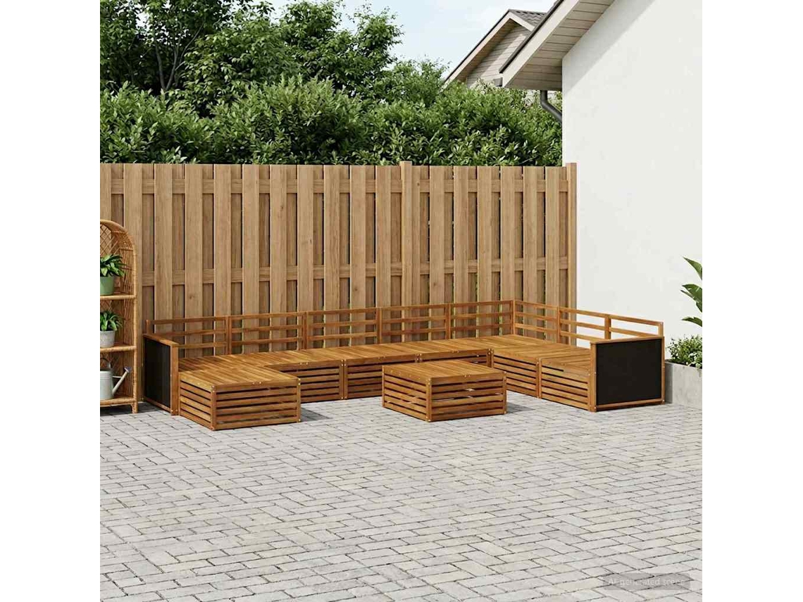 Vidaxl Conjunto De Sofás Para Exterior 9 Unid. Natural