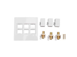 Placa de parede com 3 portas interface multimídia HD 2.0 4K 60Hz e 3 portas RCA keystone jack com Marca