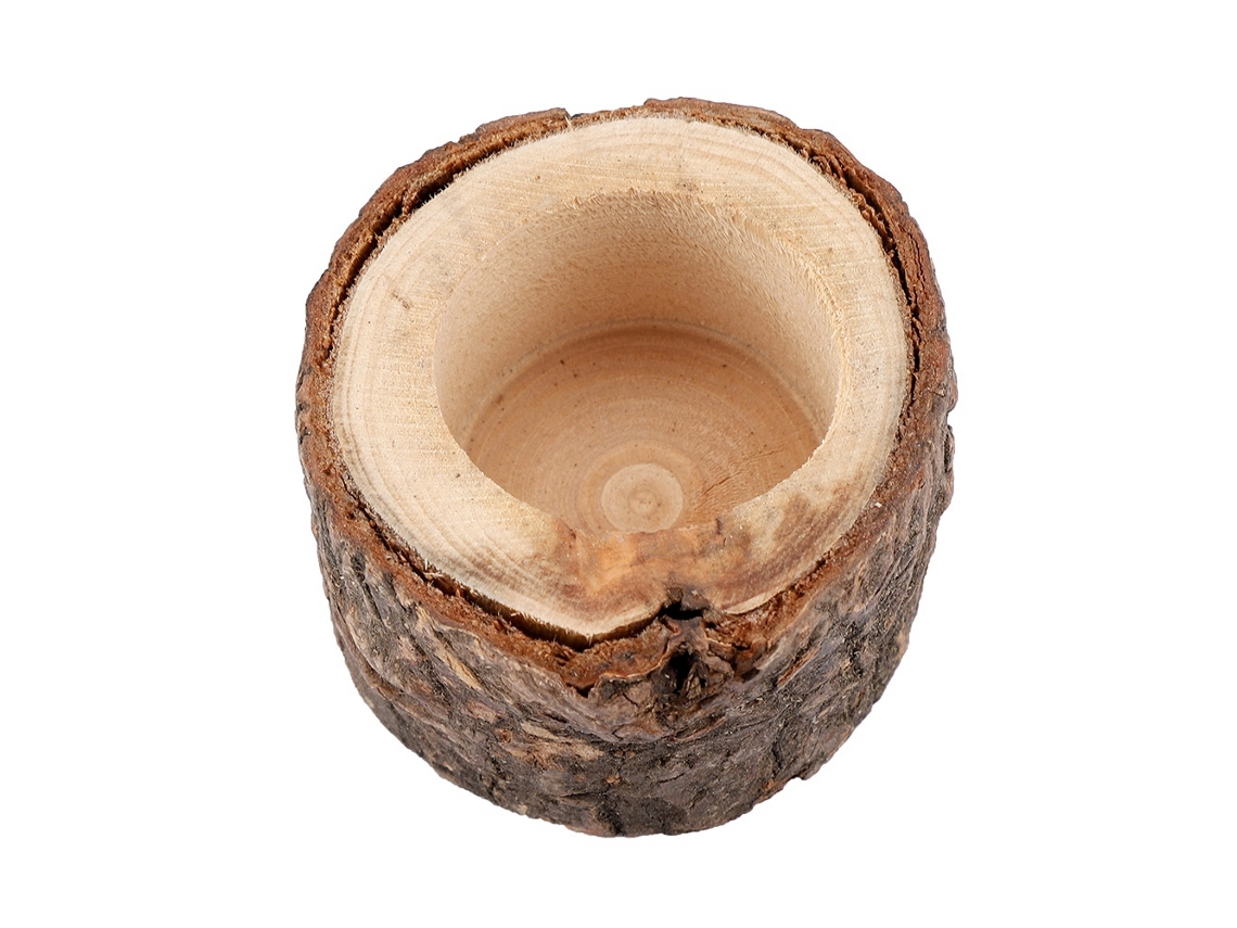 Porta velas de Madeira com Casca Natural Decorativo Casa Casamento | MARCA