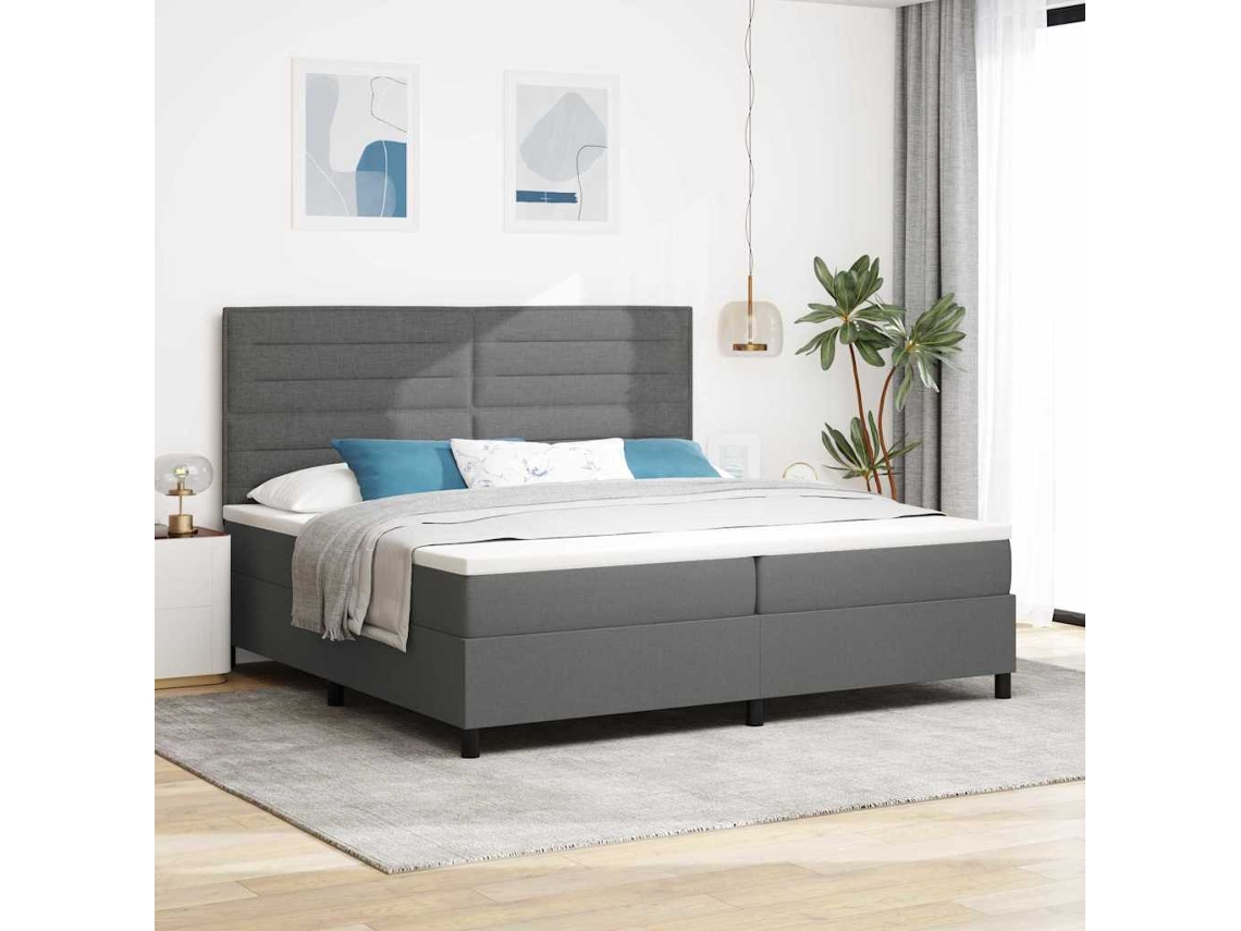 Vidaxl Cama Box Com Colchão Cinza Escuro 200 X 200 Cm Tecido