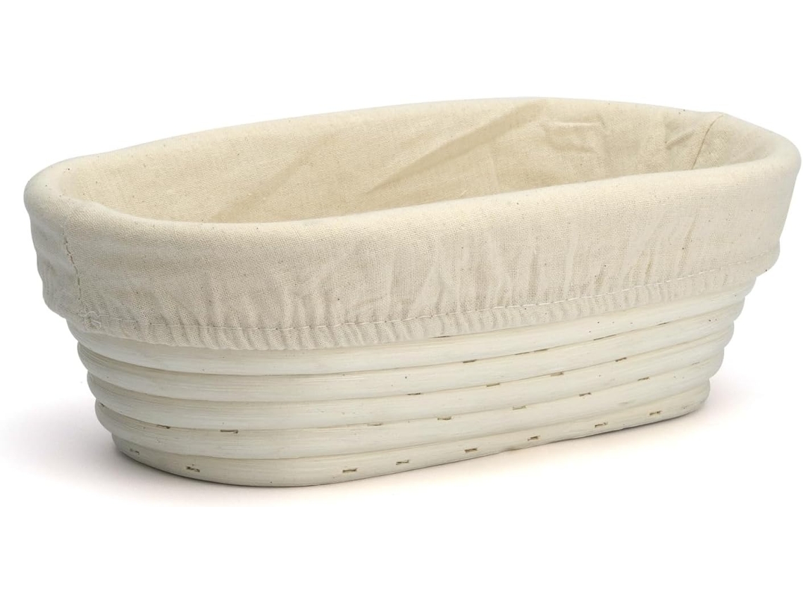 Cesto De Fermentação Para Pão Em Vime Natural Com Acessórios De Panificação, 10 Polegadas, Linho Elysve