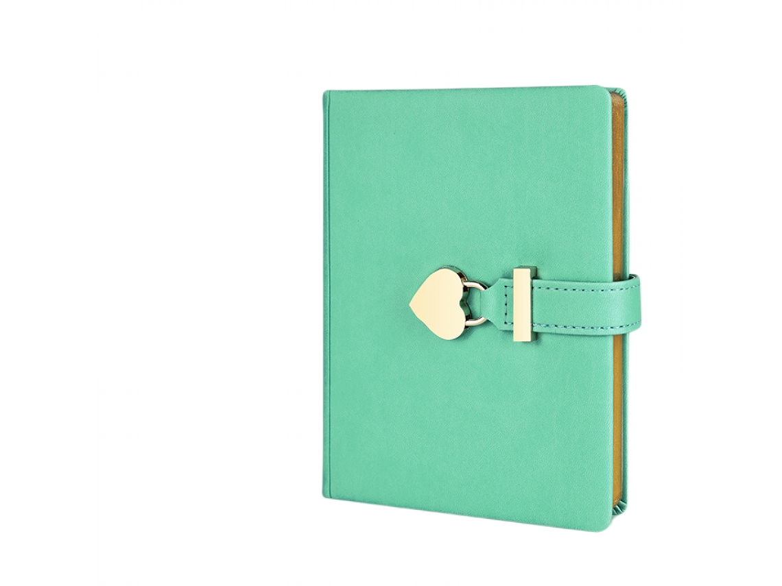 Agenda em Formato de Coração com Cadeado, Chave e Caneta em Formato de Diamante, em Couro Pu BRILVIBERA