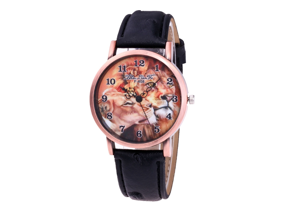 Reloj De Pulsera Analógico De Cuadrante Redondo De Moda Con Movimiento Cuarzo Negro
